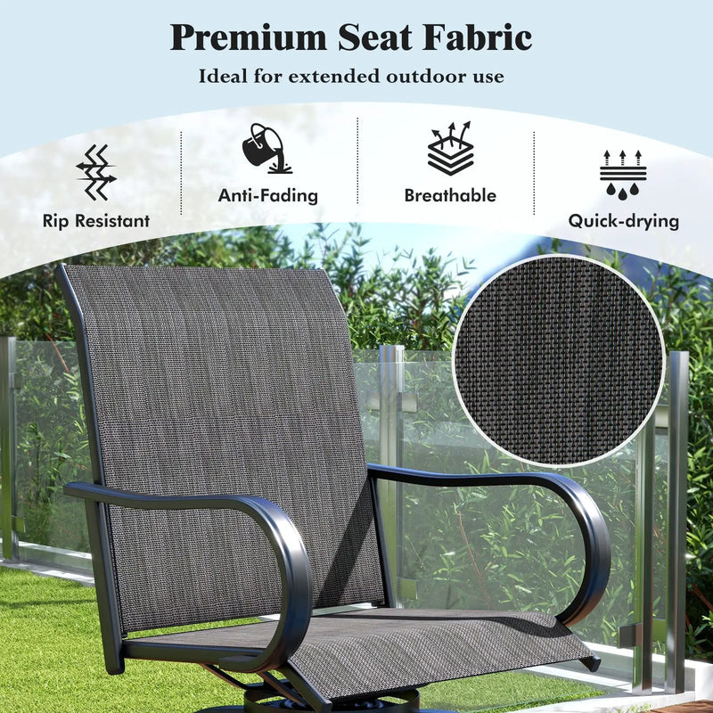2 Pieces 360 Rotating Bar Stool Set with Armrests for Patio by DirectDeals