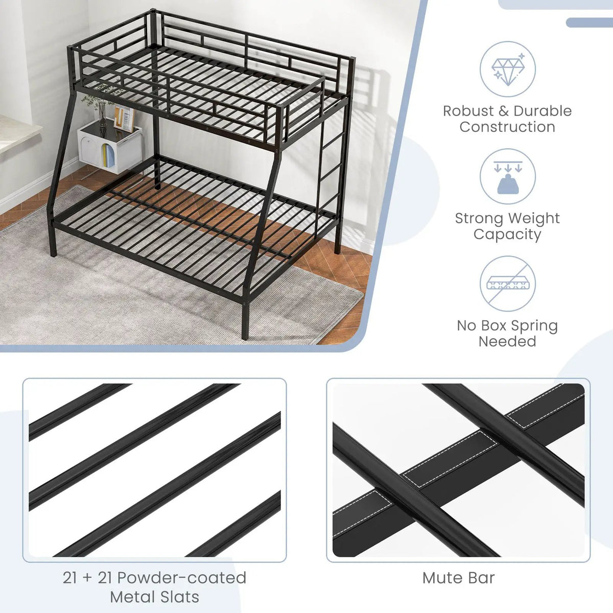 Space-saving Metal Slatted Bed Frame for Teens and Adults Noise-free No Box Spring Needed, photo 8 of 9