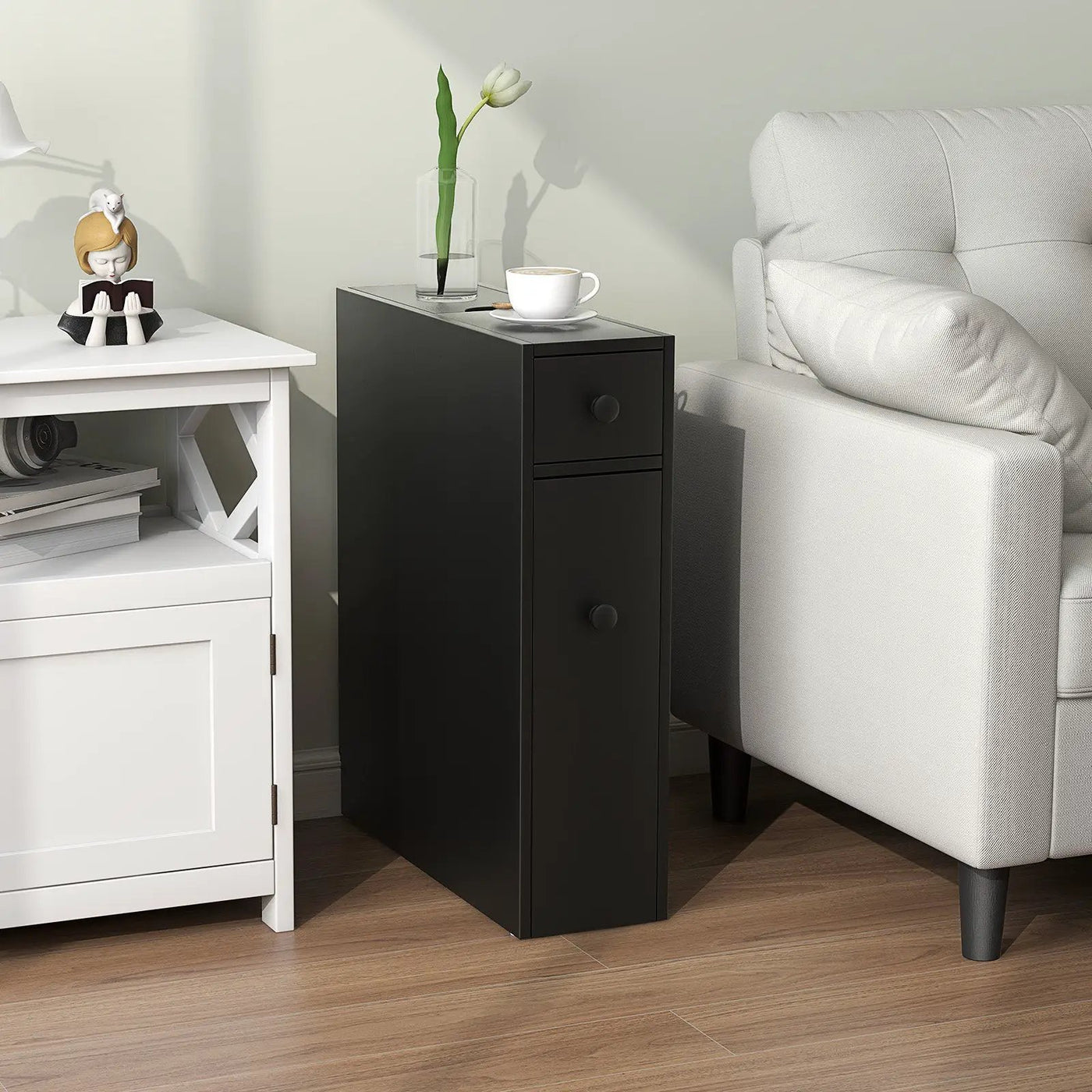 Black Bathroom Cabinet Space Saver Storage Organizer by DirectDeals