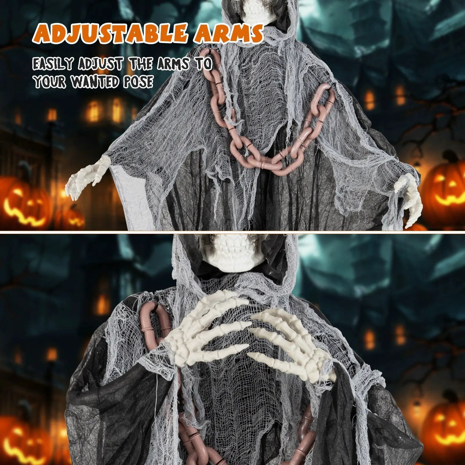 6.4 Feet Halloween Standing Grim Reaper with Lighted Eyes and Terrifying Sounds by DirectDeals