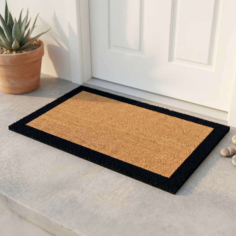 Black Border Coir Doormat by Fab Habitat
