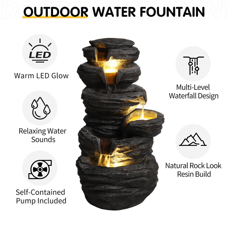 Resin Stacked Rock Fountain Outdoor with LED Lights, photo 5 of 7