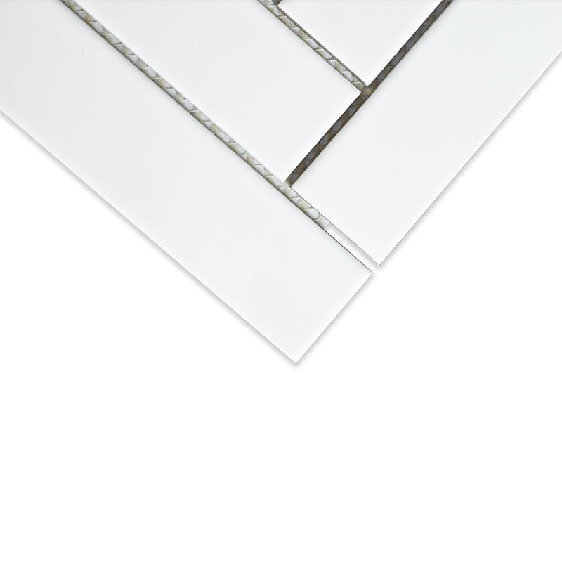 Blanc Matte Herringbone Ceramic Mosaics 10x13 Ceramic Matte 16x16 Mosaics — 3