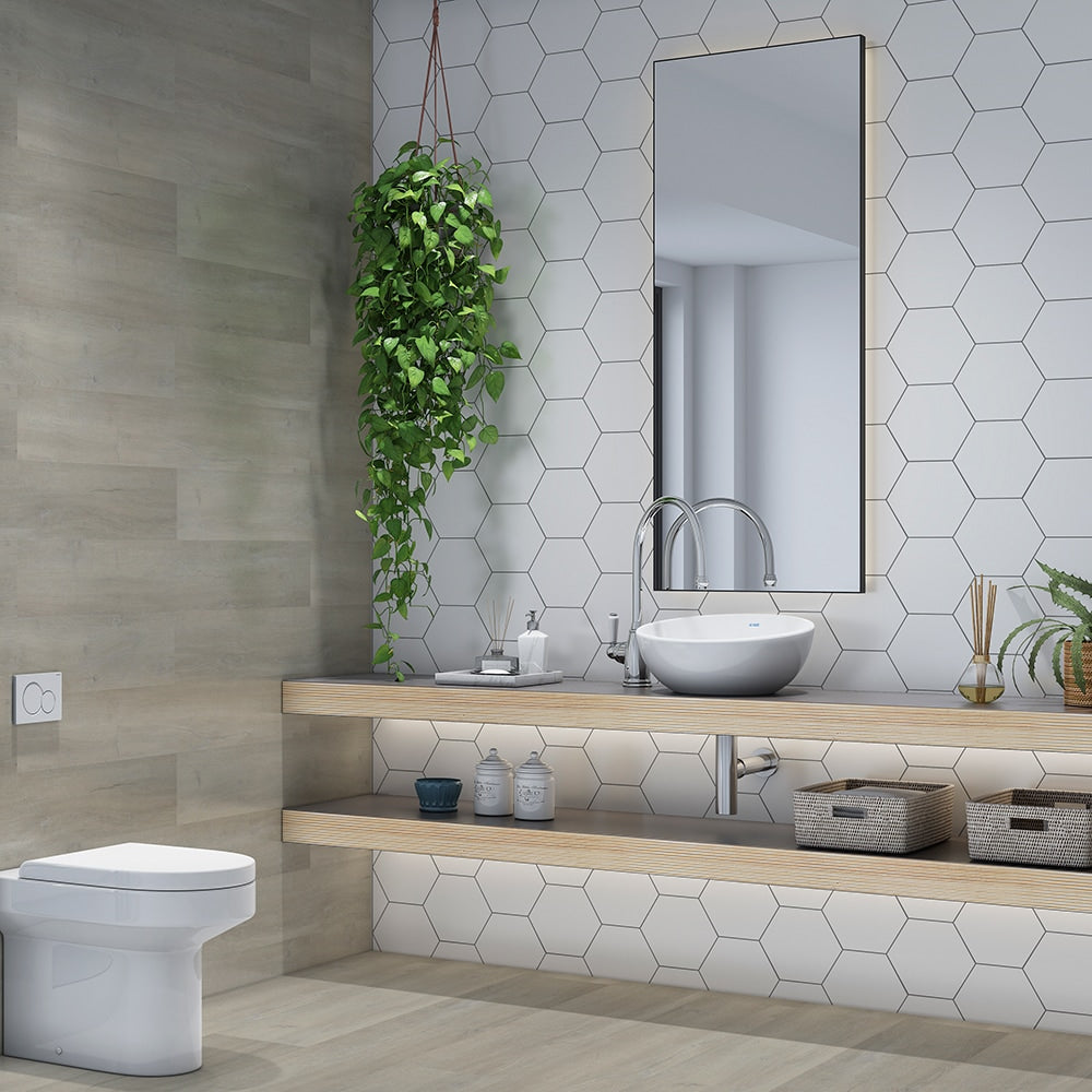 Blanc Matte Hexagon Ceramic Tiles 8 1/4 Ceramic Matte 8x8 Tiles — 2