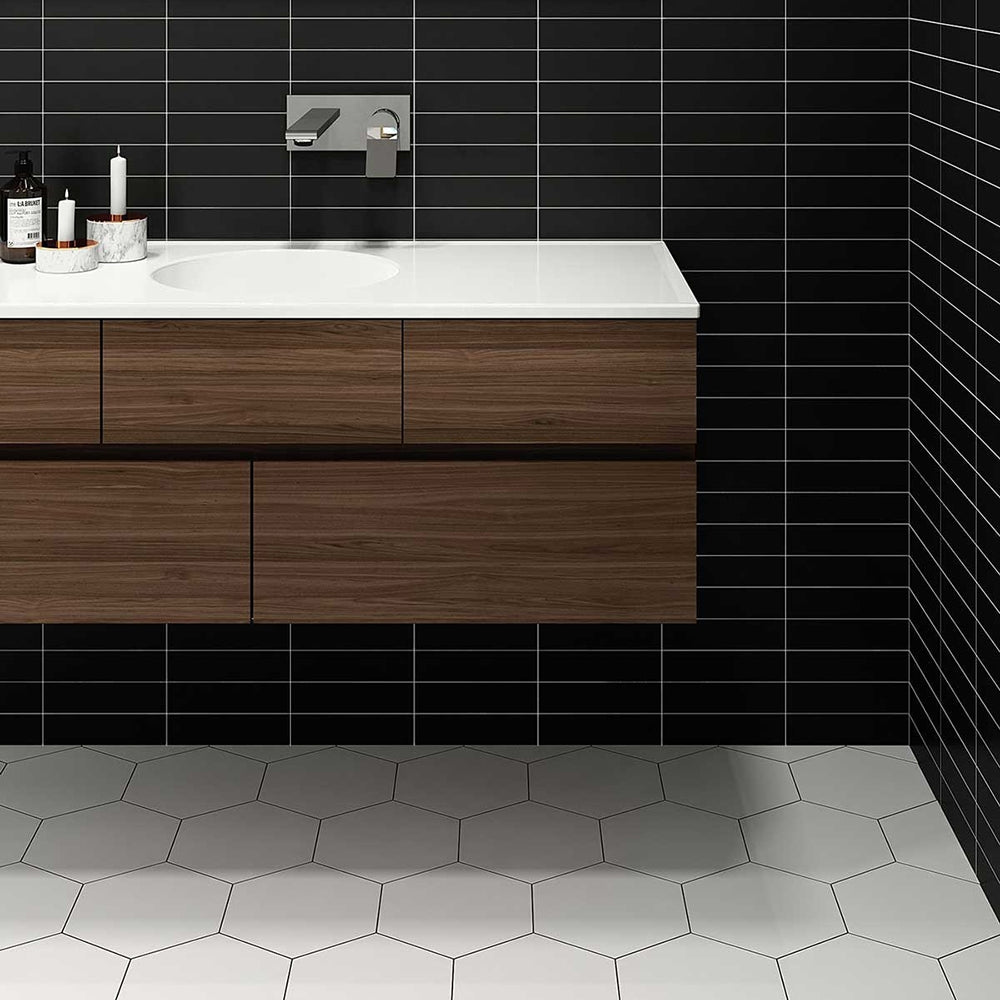 Blanc Matte Hexagon Ceramic Tiles 8 1/4 Ceramic Matte 8x8 Tiles — 3
