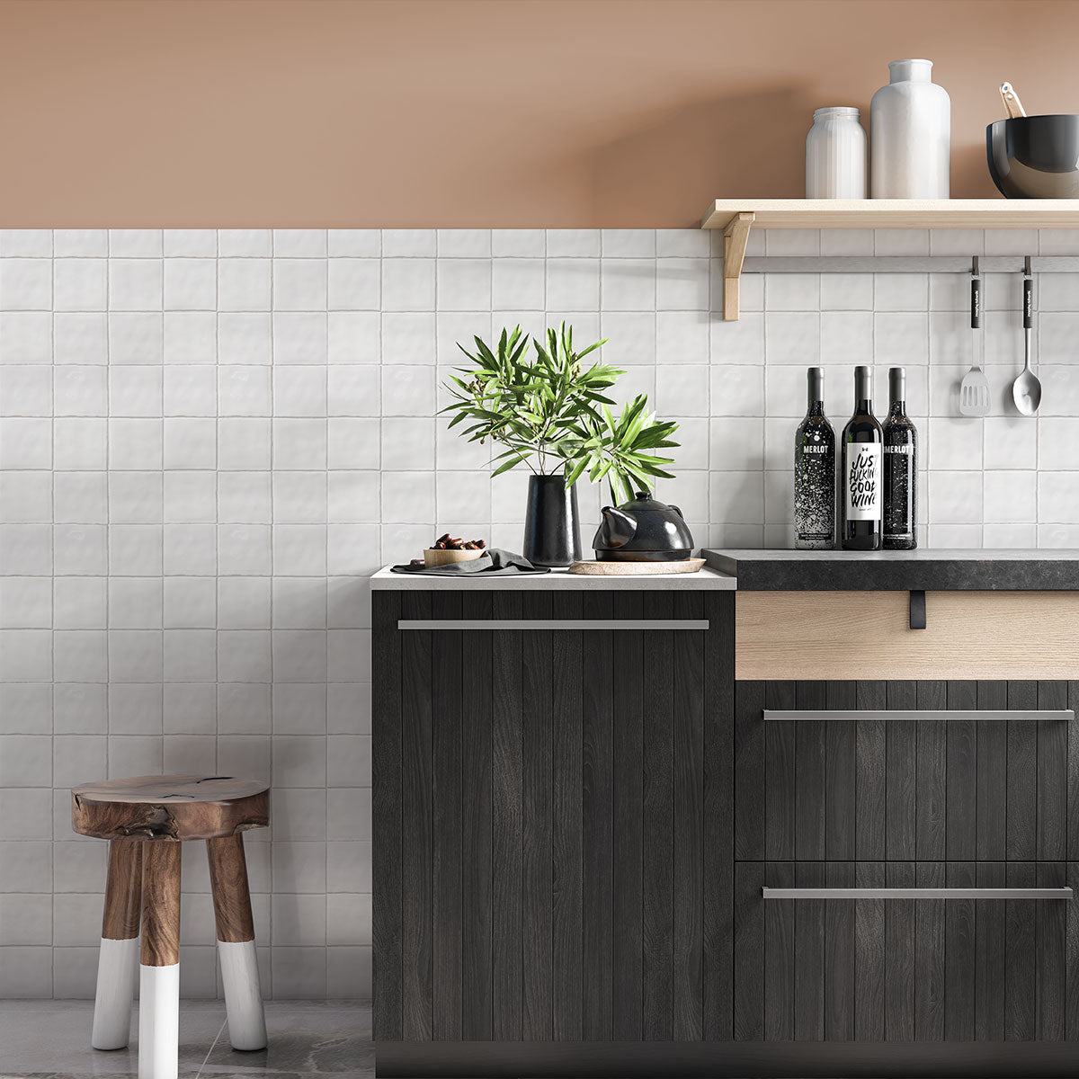Blanche Glossy Zellige Look Ceramic Tiles 4x4 Ceramic Glossy 4x4 Tiles — 2