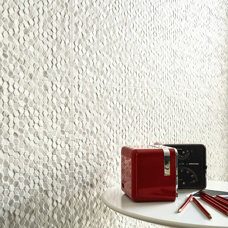 Blanco Honed Esagonetta Marble Look Porcelain Wall Decos 12x24 Porcelain Honed 12x24 Wall Decos — 2