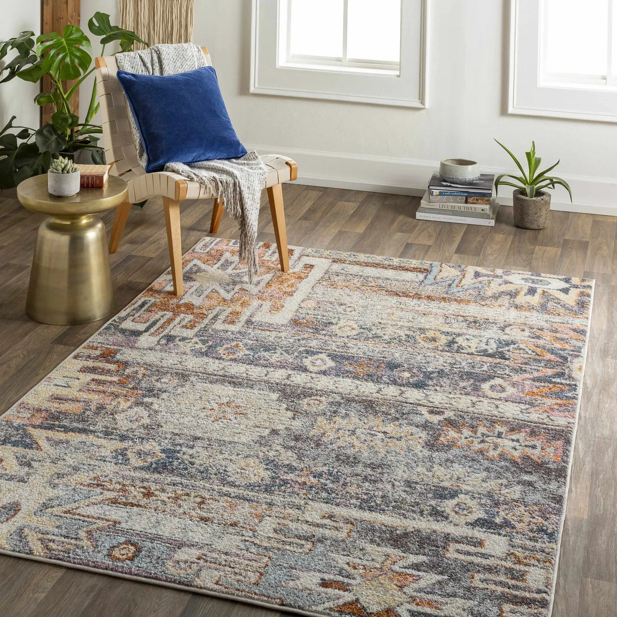 Blackmoor Aztec Area Rug, installed in a room