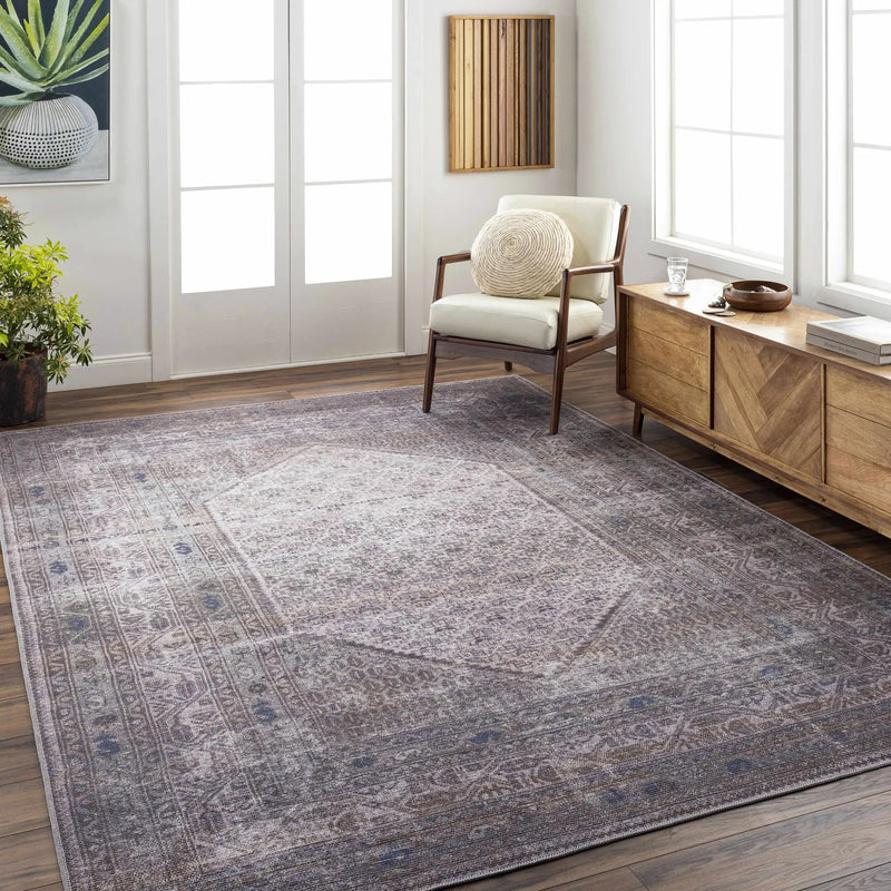 Brown Ballinasloe Vintage Washable Area Rug - Clearance by Boutique Rugs