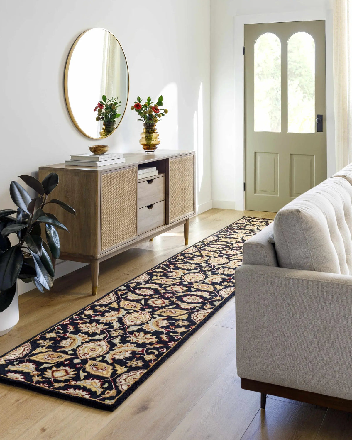 Blomkest Black&Yellow Traditional Wool Carpet, installed in a room 3