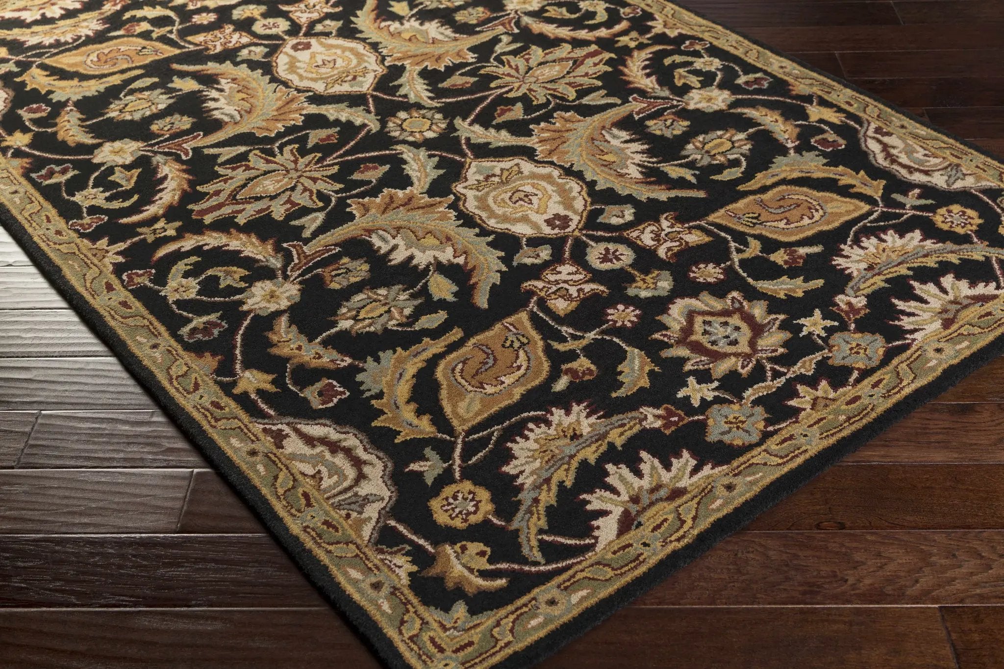 Blomkest Black&Yellow Traditional Wool Carpet by Boutique Rugs