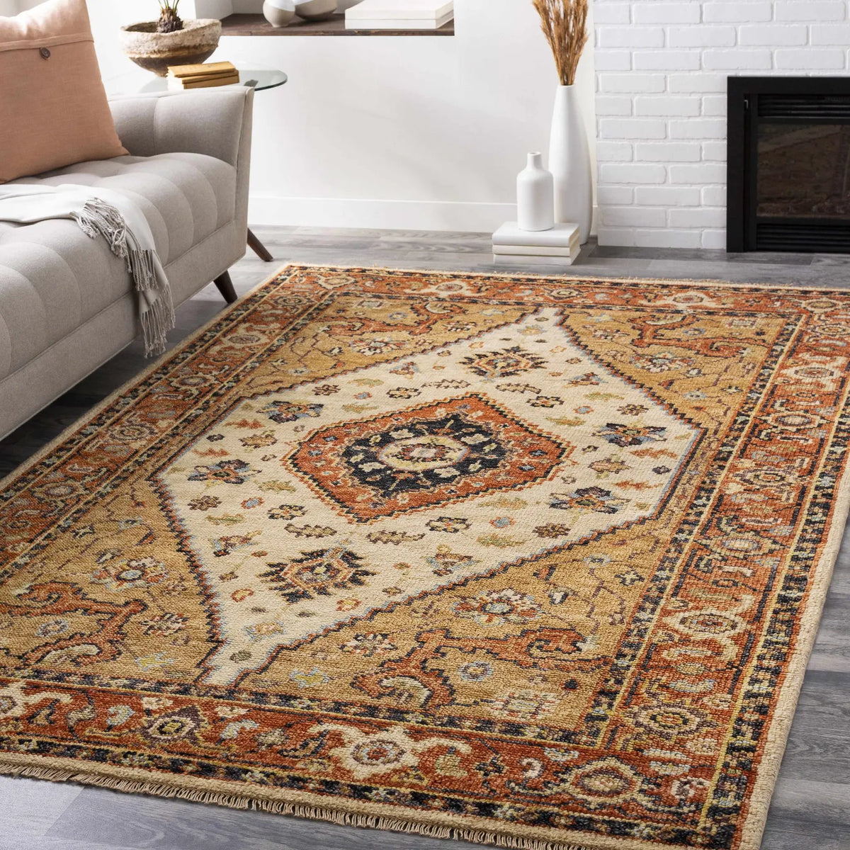 Bolt Small Wool Rug - Clearance, installed in a room