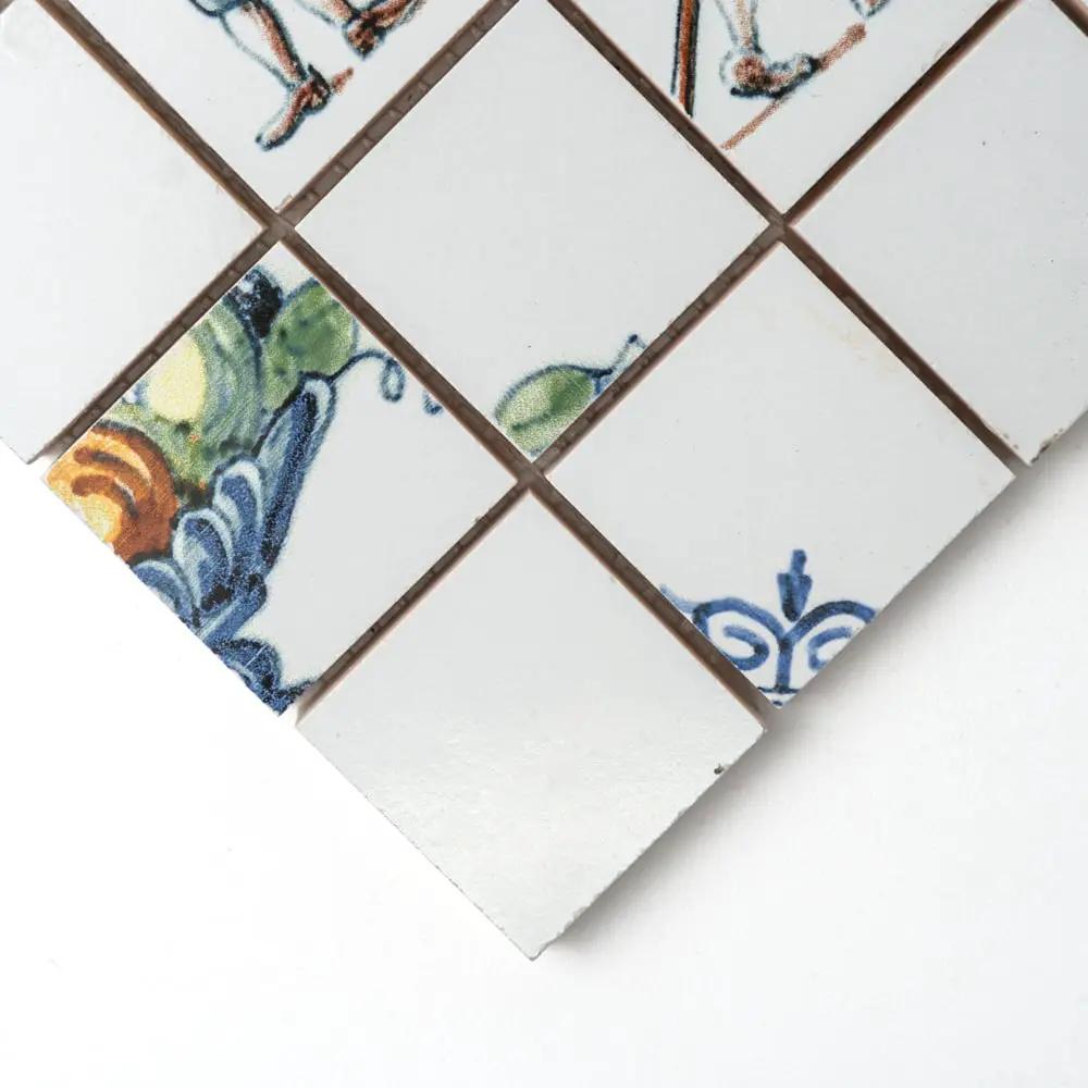 Blue Glazed Double Dutch Ceramic Mosaics 12x12 closeup 3