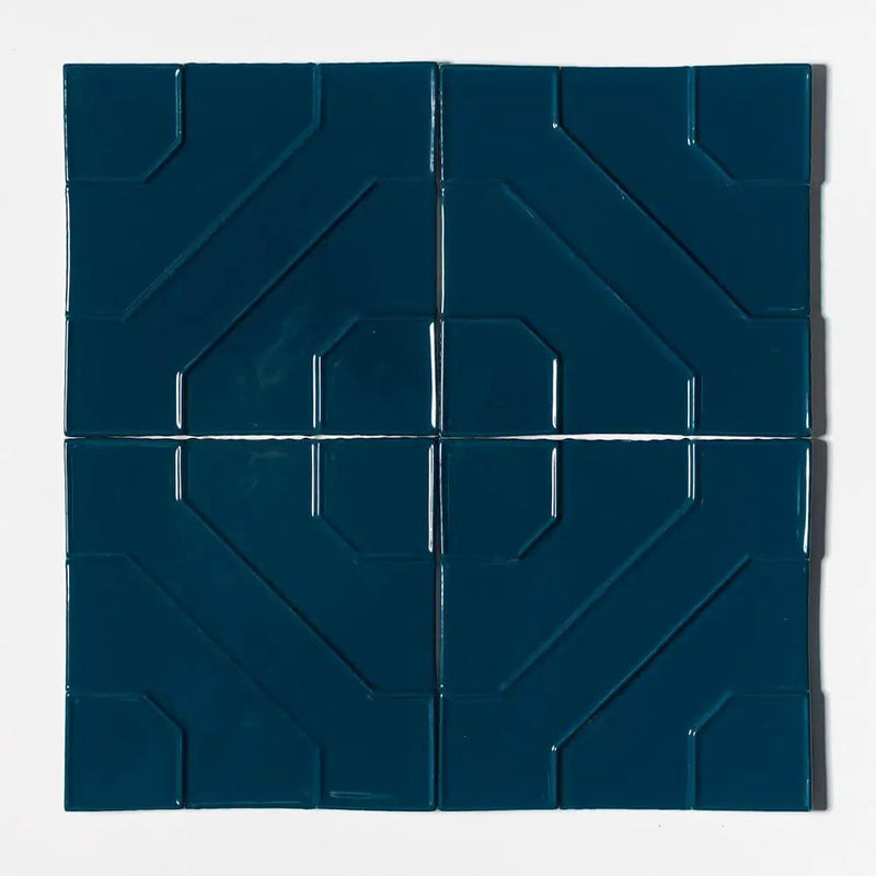Blue Glossy Ceramic Accent Tiles 8x8 closeup 1