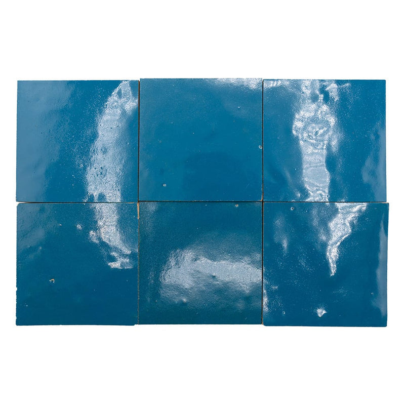 Blue Glossy Zellige Tiles 4x4 Zellige Glossy 4x4 Tiles — 4