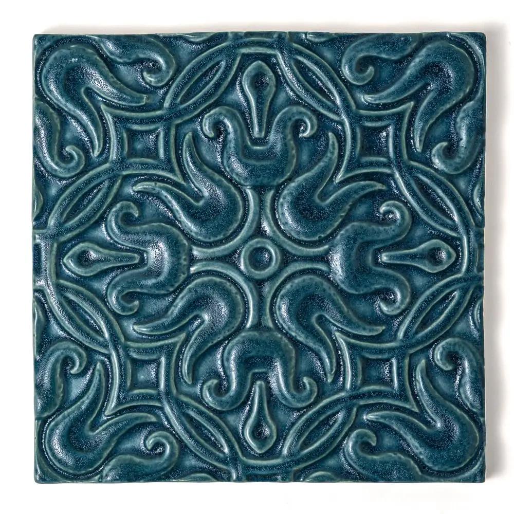 Blue Leather Mondial Ceramic Accent Tiles 6x6