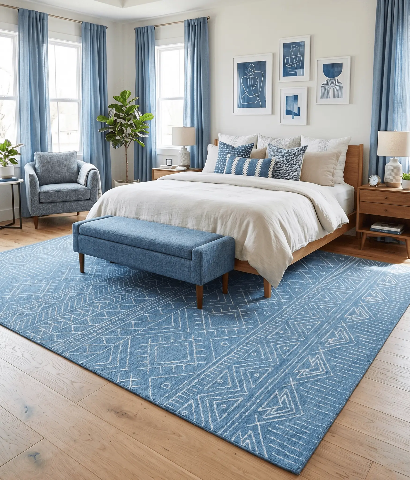 Blue Modern Contemporary Hand Tufted Wool Area Rug by The Rug Decor