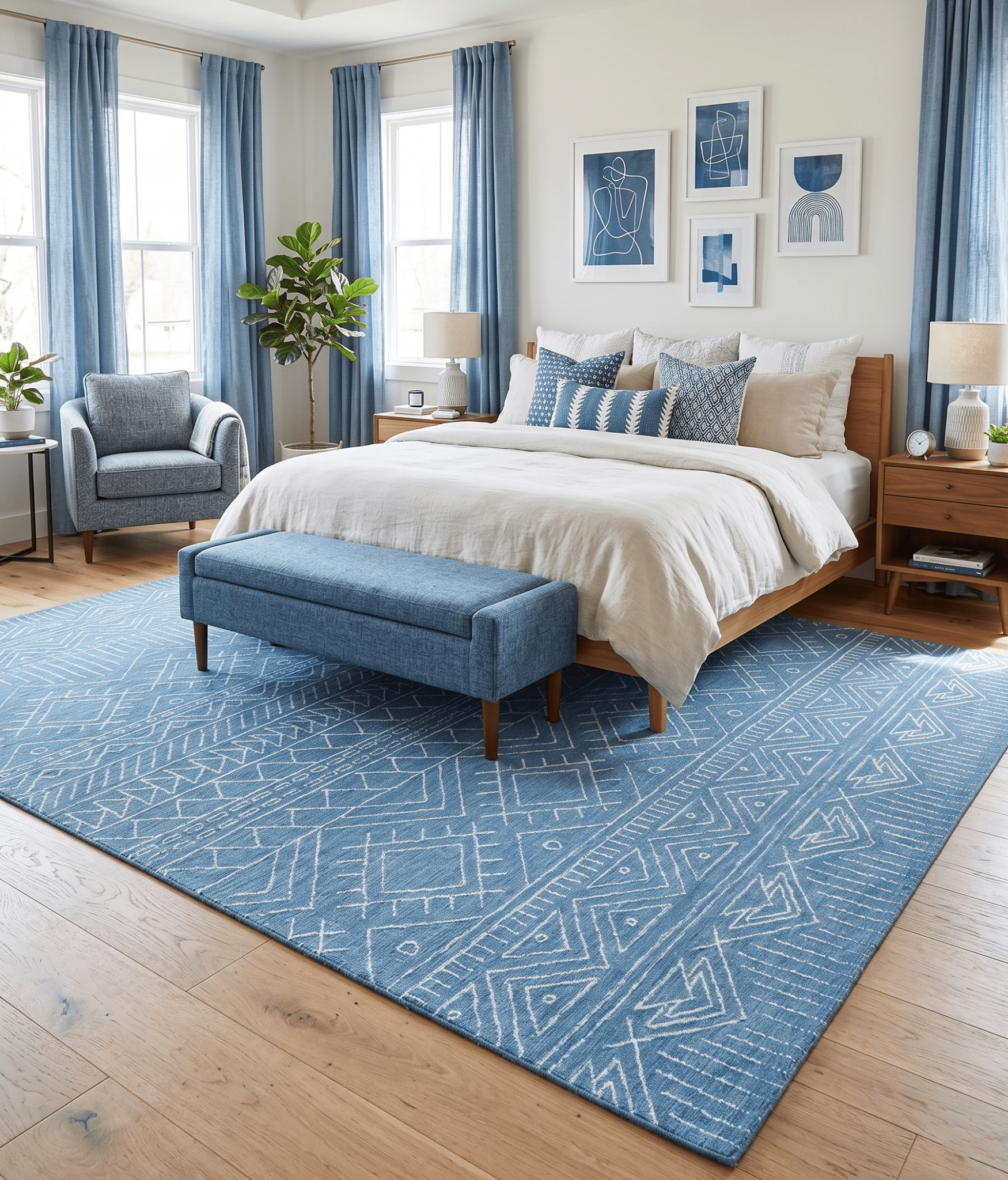 Blue Modern Contemporary Hand Tufted Wool Area Rug by The Rug Decor