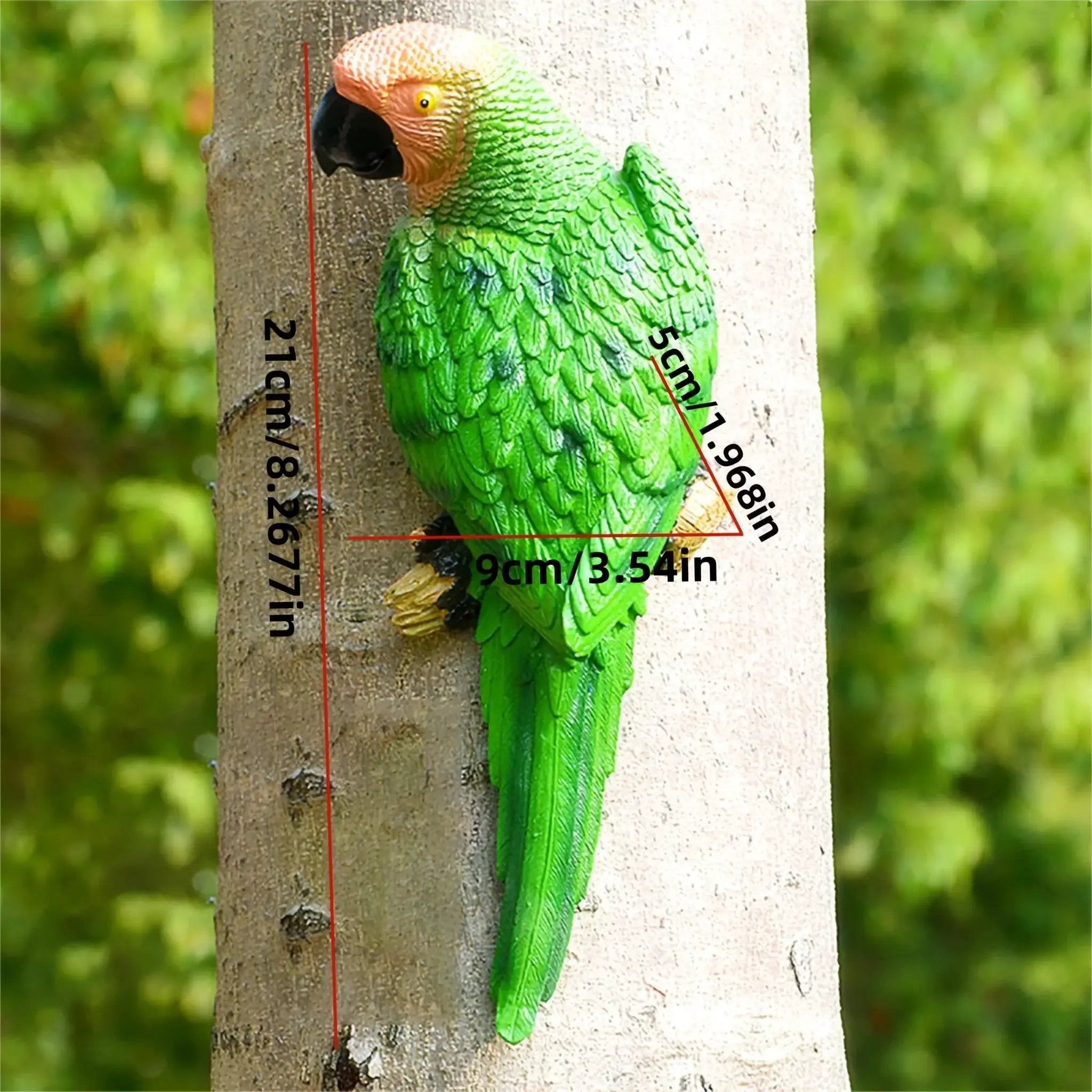 Blue Parrot Garden Statue Handcrafted Outdoor Tree Decor by House Of Avana