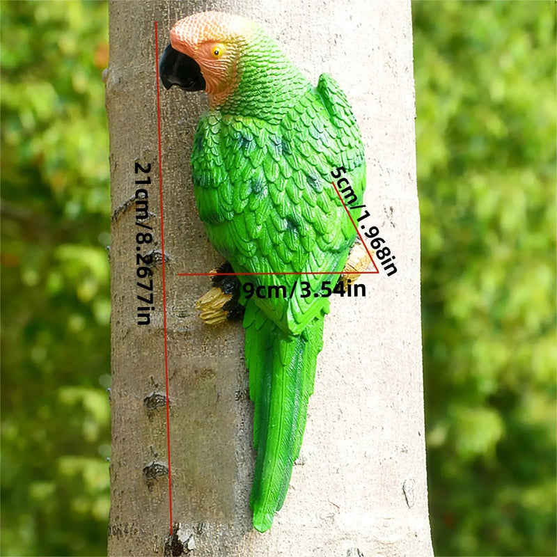 Blue Parrot Garden Statue Handcrafted Outdoor Tree Decor by House Of Avana