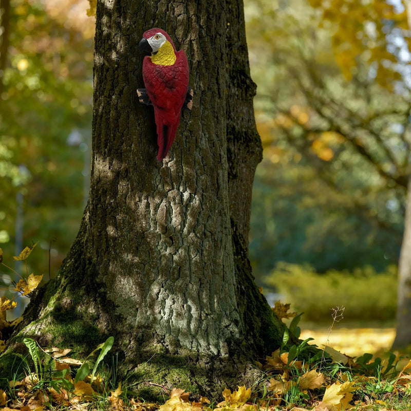 Blue Parrot Garden Statue Handcrafted Outdoor Tree Decor by House Of Avana