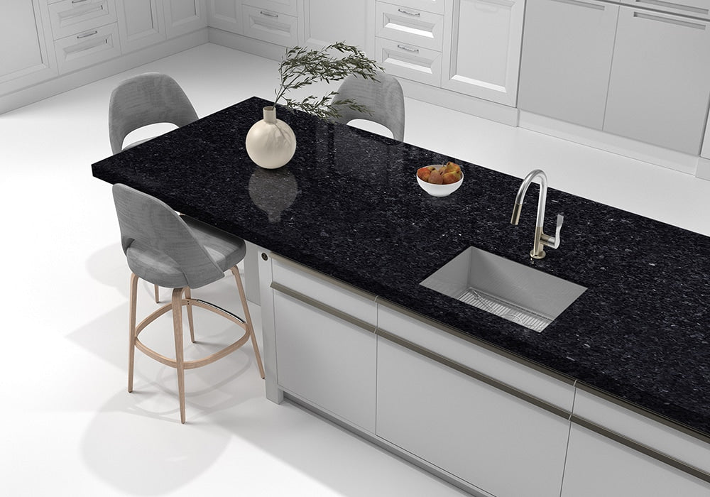 Blue Pearl Polished Granite Slab Random room scene 4