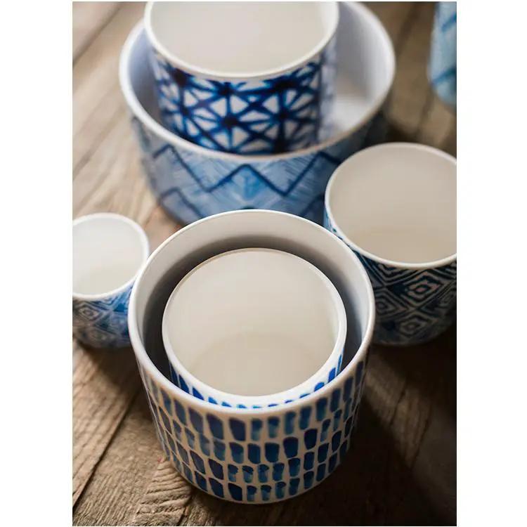 Blue Print Ceramic Vase Planter in Various Patterns by RusticReach