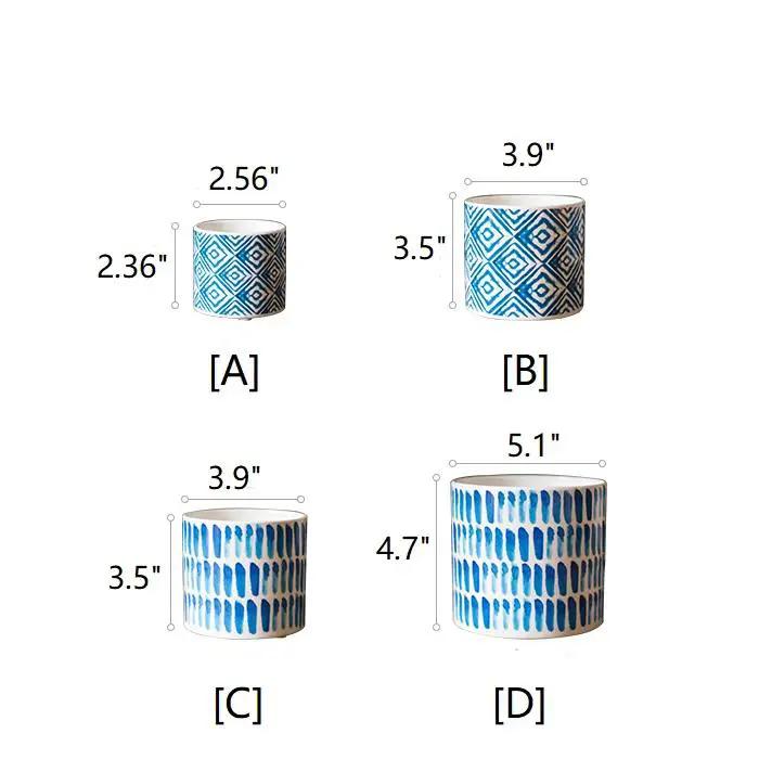Blue Print Ceramic Vase Planter in Various Patterns by RusticReach