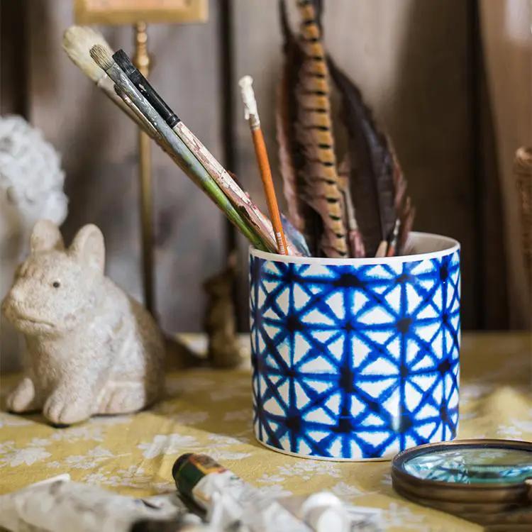 Blue Print Ceramic Vase Planter in Various Patterns by RusticReach