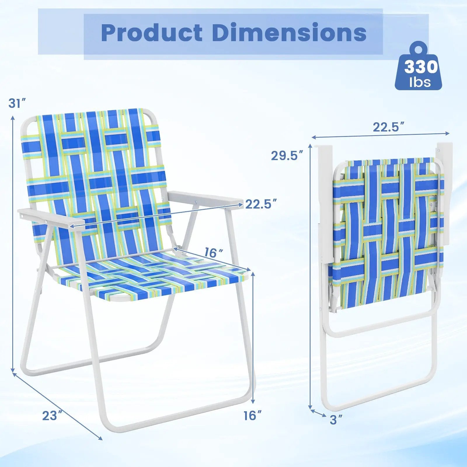 4 Pieces Folding Beach Chair Camping Lawn Webbing Chair by DirectDeals