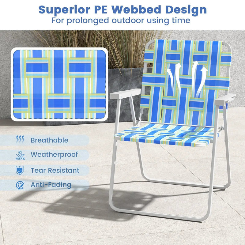 4 Pieces Folding Beach Chair Camping Lawn Webbing Chair by DirectDeals