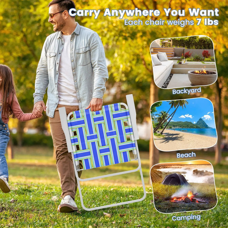 4 Pieces Folding Beach Chair Camping Lawn Webbing Chair by DirectDeals