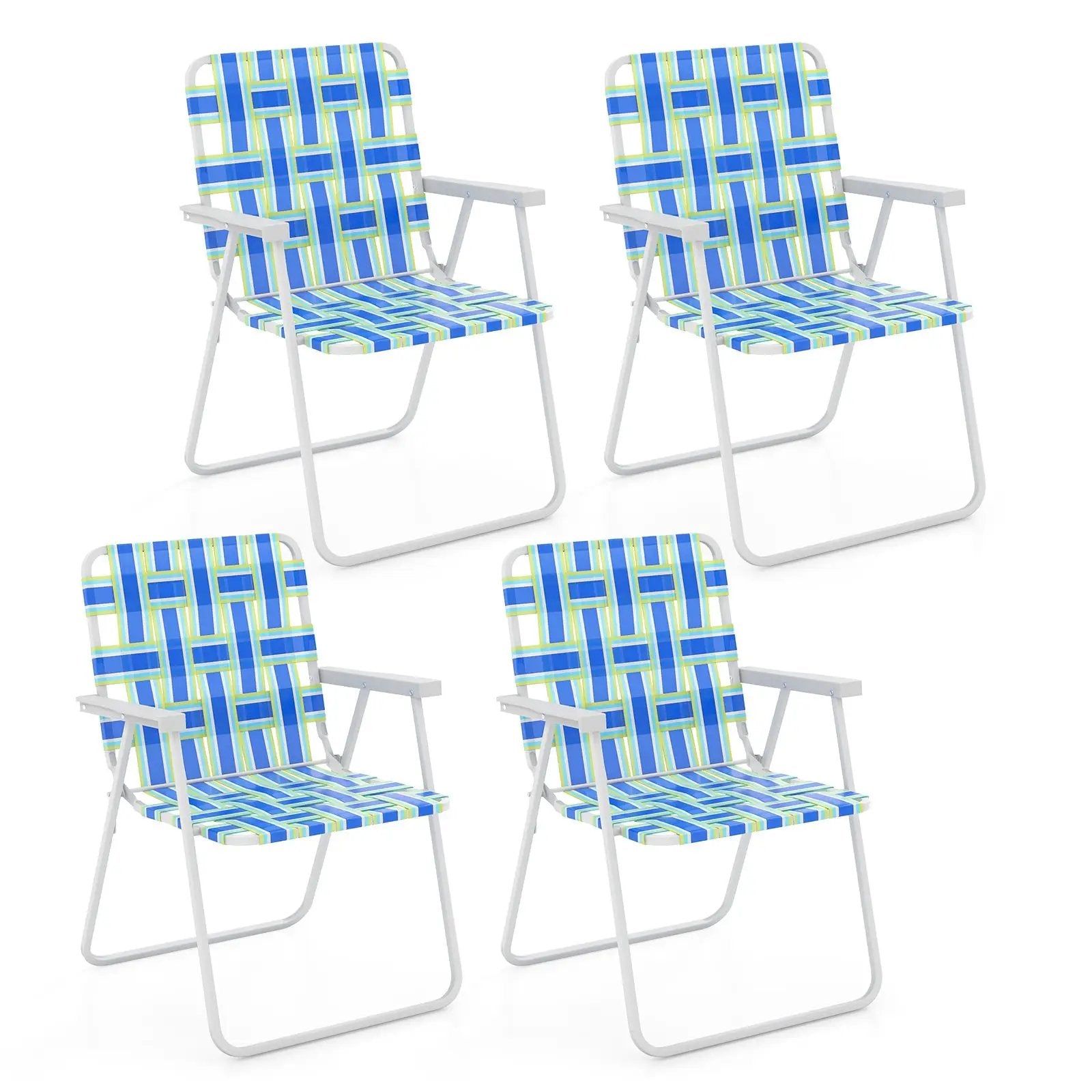 4 Pieces Folding Beach Chair Camping Lawn Webbing Chair by DirectDeals