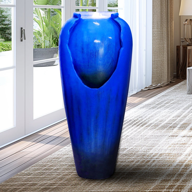 Resin Glazed Cutout Urn Outdoor Water Fountain 30 Inch, photo 9 of 12