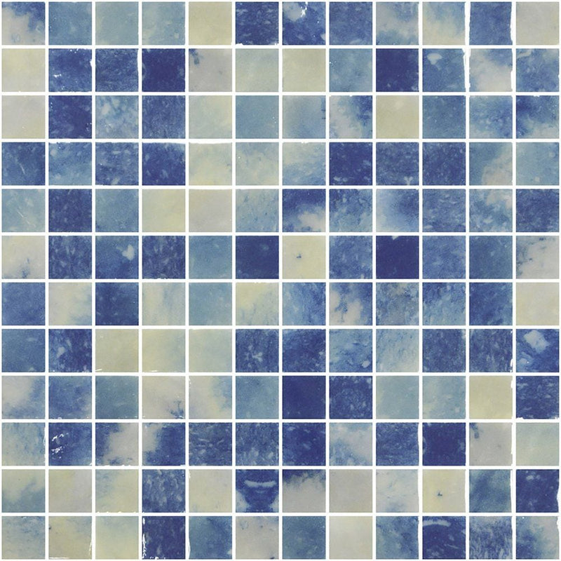 Bluestone Blend Glossy 1x1 Glass Mosaics 12x18 Glass Glossy 12x18 Mosaics