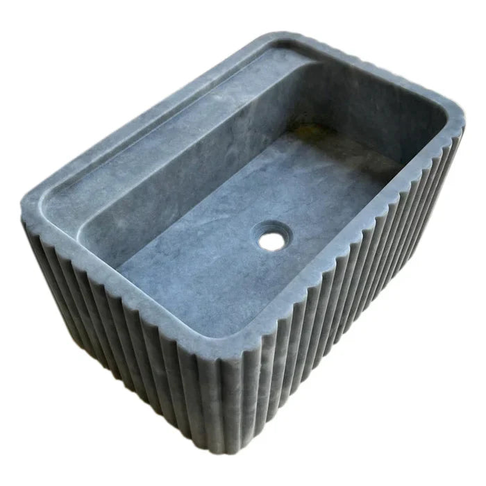 Bluestone Marble Rectangular Wall-mount Bathroom Sink Fluted (W)16" (L)24" (H)12" by GobekDesign