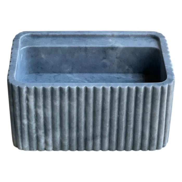 Bluestone Marble Rectangular Wall-mount Bathroom Sink Fluted (W)16" (L)24" (H)12" by GobekDesign
