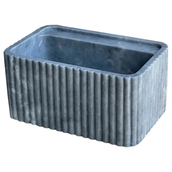Bluestone Marble Rectangular Wall-mount Bathroom Sink Fluted (W)16" (L)24" (H)12" by GobekDesign