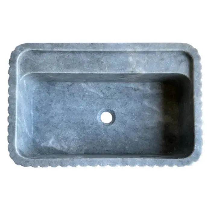 Bluestone Marble Wall-Mounted Bathroom Sink - Fluted 16x24x12 by GobekDesign