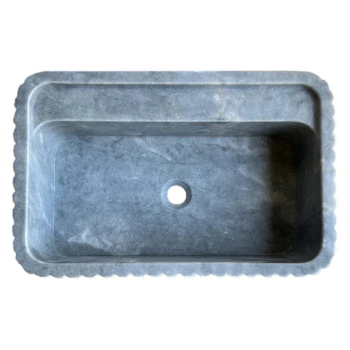 Bluestone Marble Rectangular Wall-mount Bathroom Sink Fluted (W)16" (L)24" (H)12" by GobekDesign