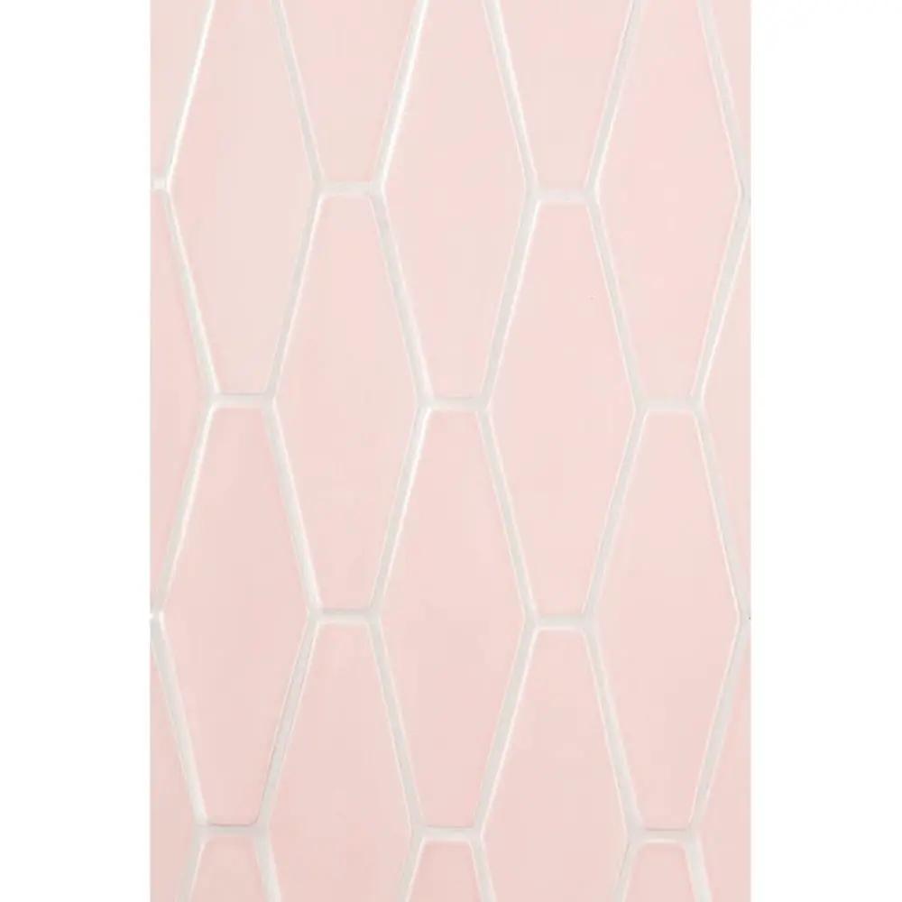 Blush Glossy Longest Hexagon Ceramic Tiles 3x7 7/8