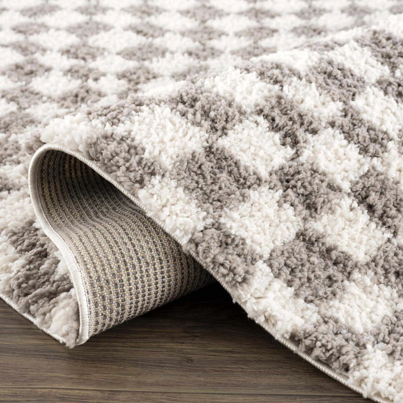 Kieu Taupe Checkered Plush Rug by Boutique Rugs