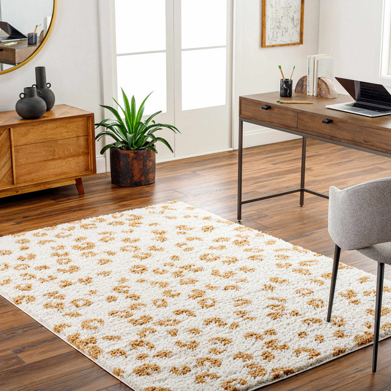 Altin Leopard Print White Area Rug by Hauteloom