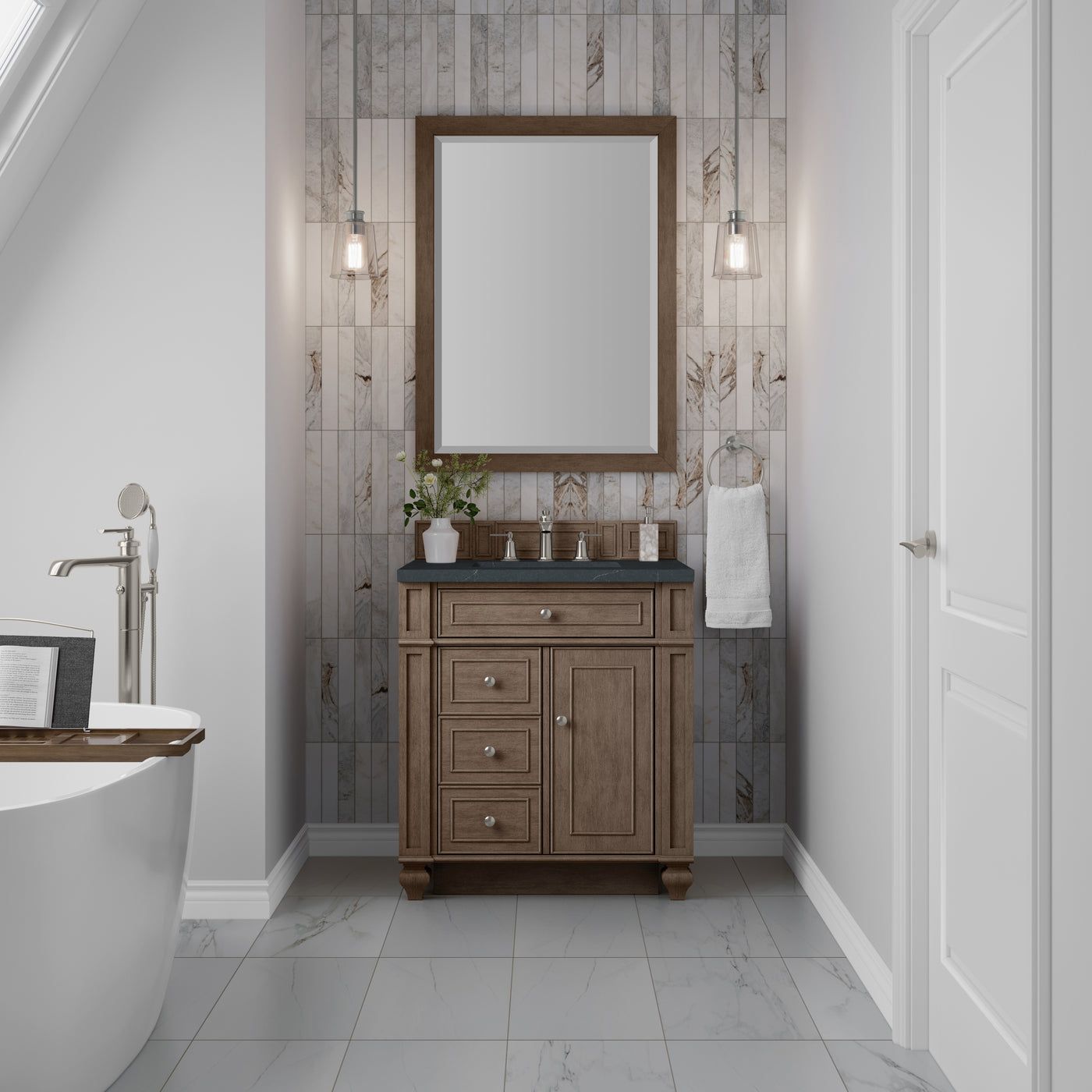 James Martin Bristol 30" Single Bathroom Vanity, Whitewashed Walnut, view 29