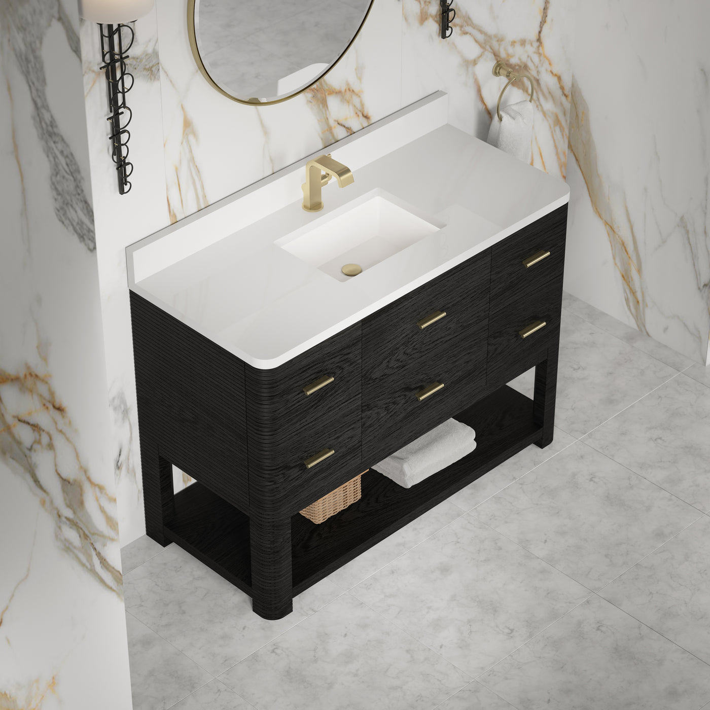 James Martin Lucian 48" Single Bathroom Vanity, Carbon Oak, view 27