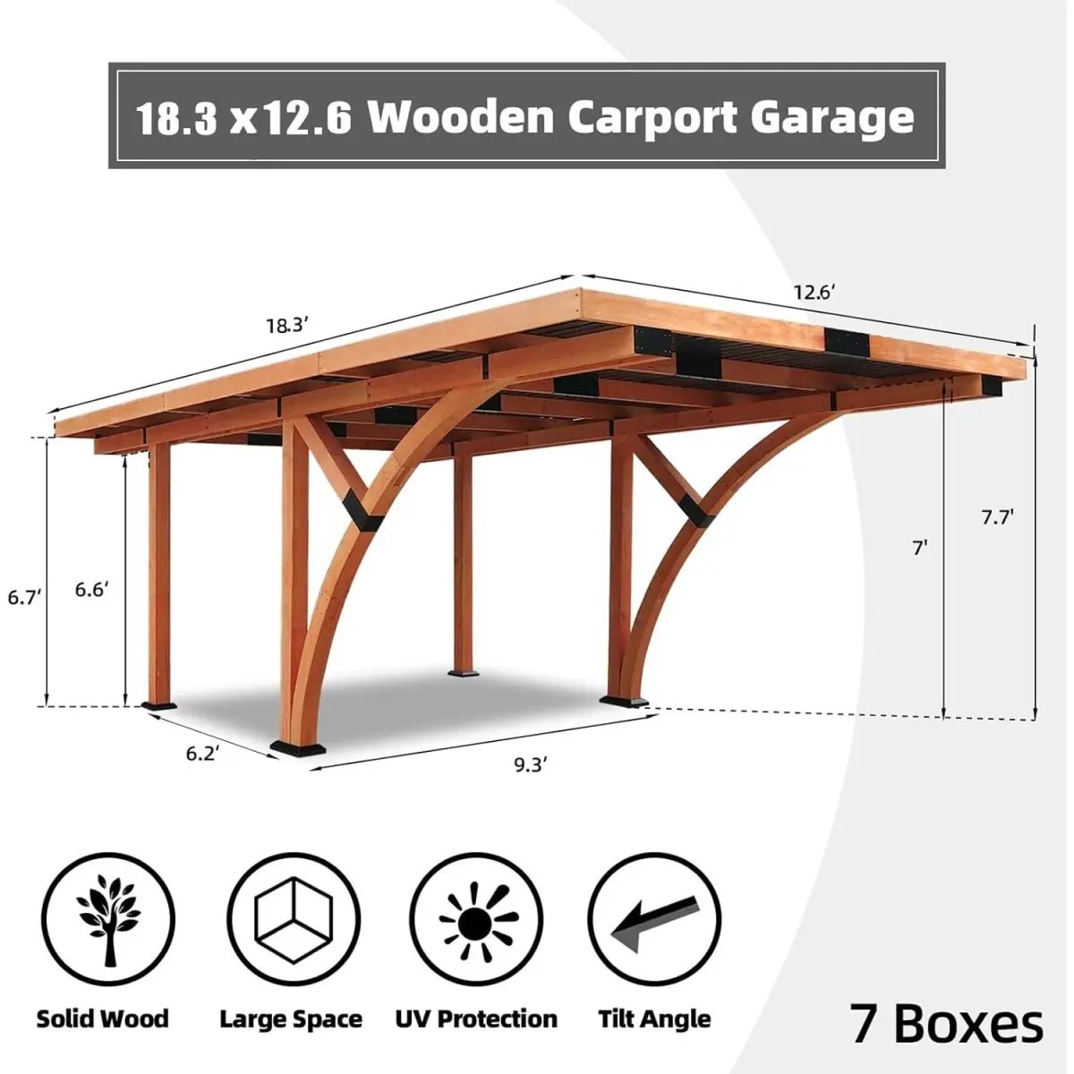 [12X18FT] Alora Premium Heavy-Duty Pine Wood Arc-Shaped Carport With Metal Roof (SAK94716) by SAKSBY WHOLESALE