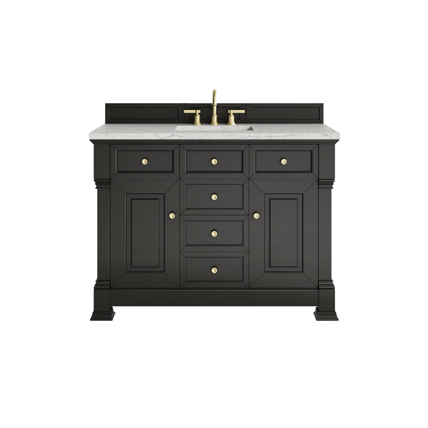 James Martin Brookfield 48" Single Bathroom Vanity, Black Onyx with Eternal Jasmine Pearl countertop
