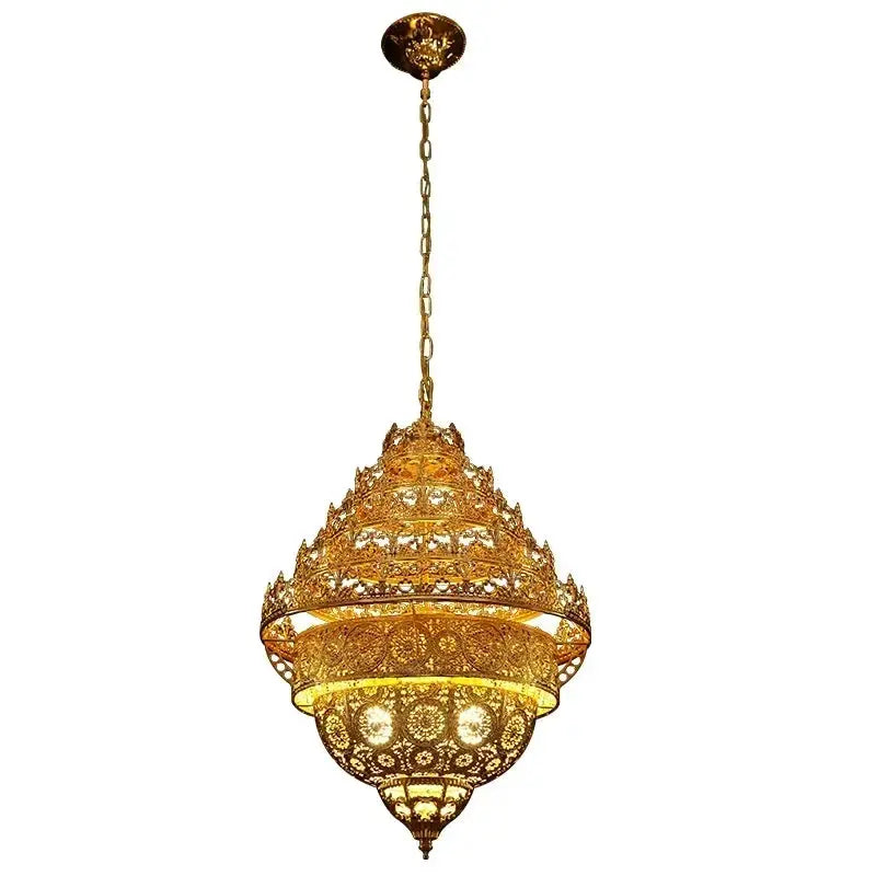 Bohemian Retro Chandelier Luxury Iron Golden Pendant Light Living Dining Hotel Coffee Shop Exhibition Hall Indoor Lamp by House Of Avana