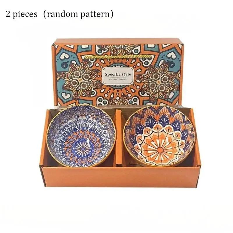 Bohemian Style Blue and White Porcelain Bowl and Chopsticks Set, Underglaze Ceramic Tableware, Suitable for Wedding Favors/Grand Opening Events/Housewarming Gifts, Opening Bowl Set Gift Box by House Of Avana