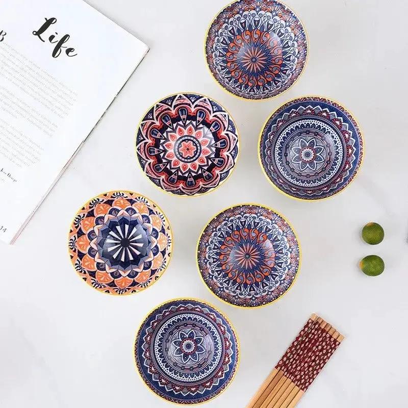 Bohemian Style Blue and White Porcelain Bowl and Chopsticks Set, Underglaze Ceramic Tableware, Suitable for Wedding Favors/Grand Opening Events/Housewarming Gifts, Opening Bowl Set Gift Box by House Of Avana